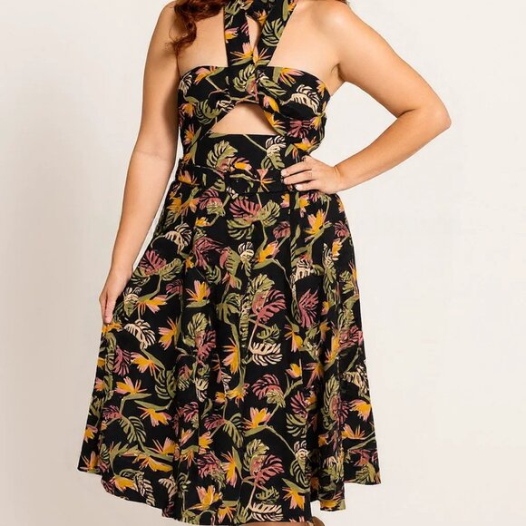 Lindy Bop Diane Paradise Palm Swing Dress 4X/22UK - Picture 1 of 6